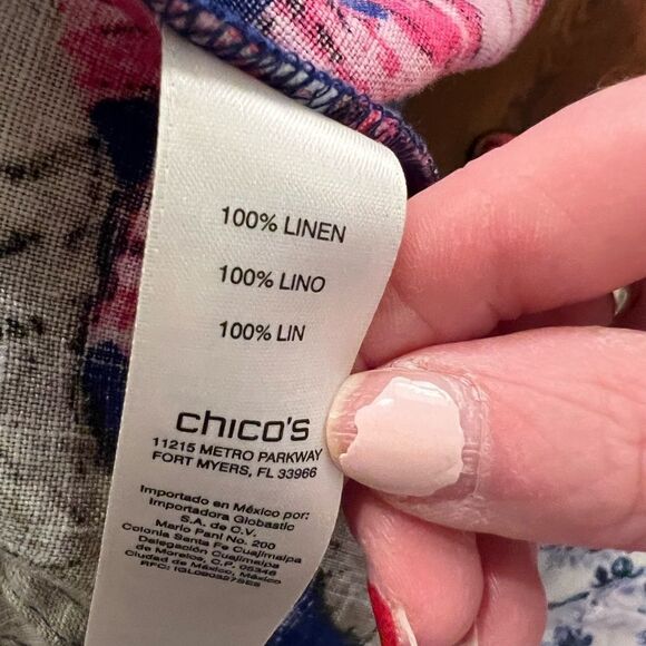 Chico’s size 1 gorgeous pink & blue floral linen jacket - Picture 7 of 7